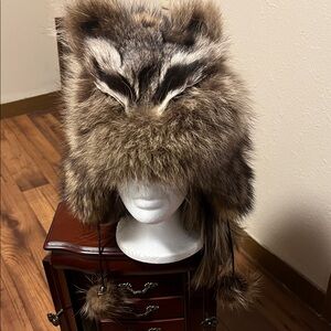 Furry Animal-Inspired Hat with Tail